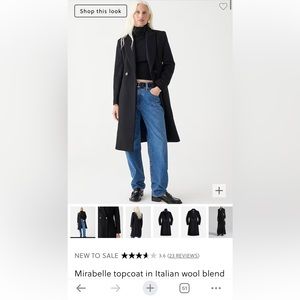 NWT J. Crew Mirabelle wool topcoat BLACK